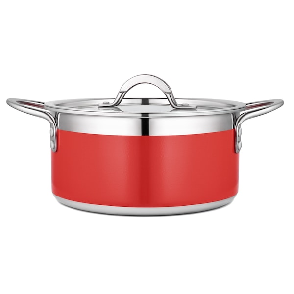 Bon Chef Country French 2 Pot W/Cover 8 5/8"D X 3 7/8"H 3 Qt 9 Oz - Red 71301-CF2-R - main